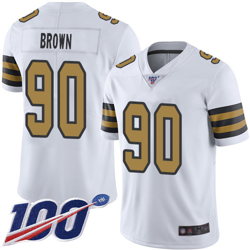 Men New Orleans Saints Limited White Malcom Brown Jersey NFL Football 90 100th Season Rush Vapor Untouchable Jersey